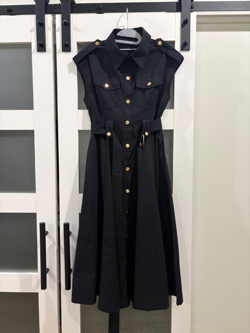 Cotton Gold button Mid dress